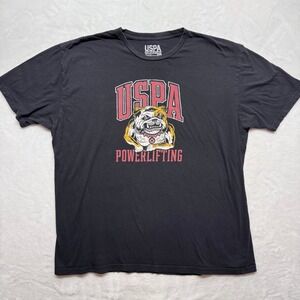 USPA‎ Powerlifting Bulldog Graphic T Shirt Black 3XL Cotton Made in USA